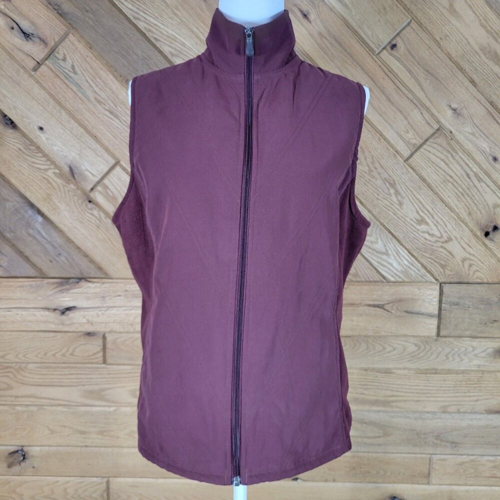 Columbia Sportwear Womens Size Large Full Zip Vest Stand Collar Pockets Maroon